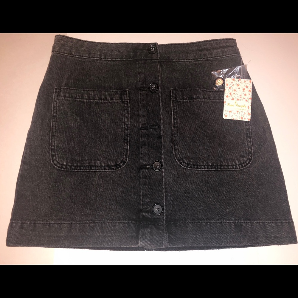 Black denim skirt